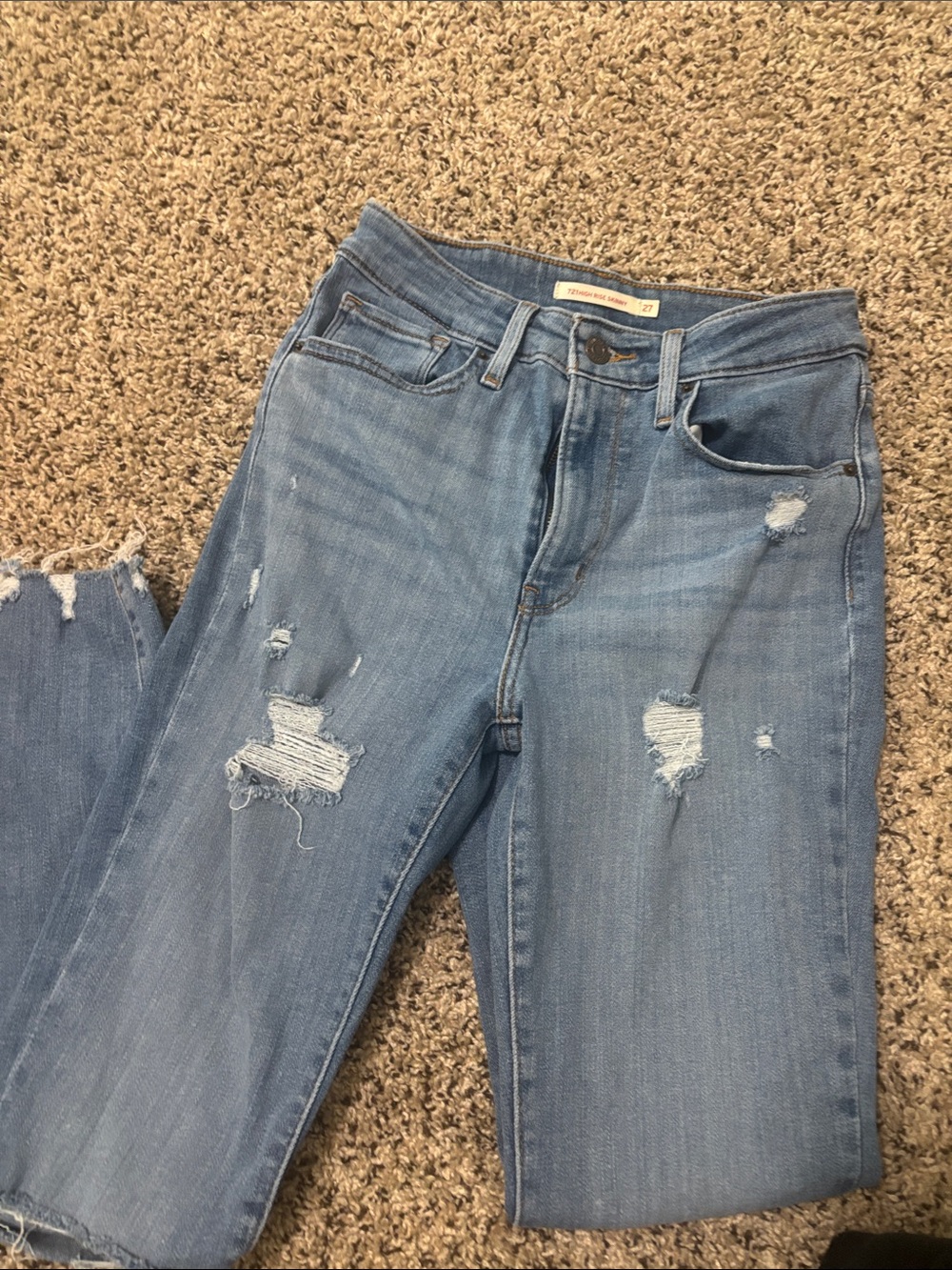 Levi's Light Blue Distressed Boyfriend Jeans